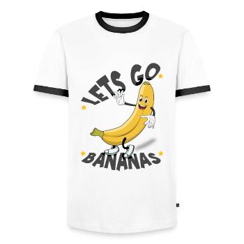 Hallo Vintage Lustige Banane Meme Lass uns gehen Banane - Männer Kontrast-T-Shirt - Weiß/Schwarz - Vorne - AI Model Female 172 light (172cm) & AI Model Male 178 dark (178cm)