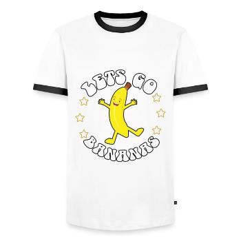 Winken Vintage Lustiges Bananen-Meme Lass uns Bananen gehen - Männer Kontrast-T-Shirt - Weiß/Schwarz - Vorne - AI Model Female 172 light (172cm) & AI Model Male 178 dark (178cm)