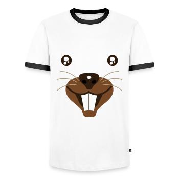 Niedliches Biber Gesicht Design - Männer Kontrast-T-Shirt - Weiß/Schwarz - Vorne - AI Model Female 172 light (172cm) & AI Model Male 178 dark (178cm)