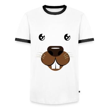 Conception mignonne de visage de castor - T-shirt contrasté Homme - blanc/noir - Devant - AI Model Female 172 light (172cm) & AI Model Male 178 dark (178cm)