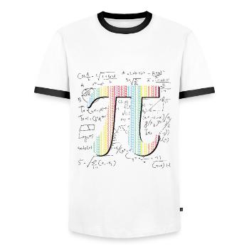 Learn Colorful Pi Number for Pi Day - Men's Ringer Shirt - white/black - Front - AI Model Female 172 light (172cm) & AI Model Male 178 dark (178cm)