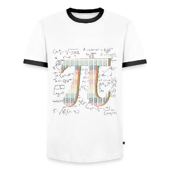 Pi Day Celebration Number Pattern Math Enthusiasm - Men's Ringer Shirt - white/black - Front - AI Model Female 172 light (172cm) & AI Model Male 178 dark (178cm)