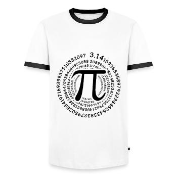 Pi Day numbers 3.14159265358979323846 - Men's Ringer Shirt - white/black - Front - AI Model Female 172 light (172cm) & AI Model Male 178 dark (178cm)