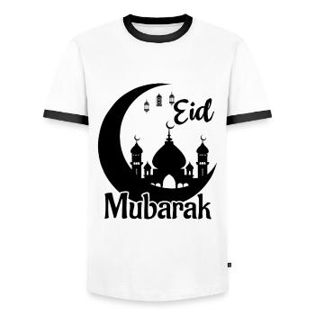 Eid Mubarak Feierliches Fest Motiv für Muslime - Männer Kontrast-T-Shirt - Weiß/Schwarz - Vorne - AI Model Female 172 light (172cm) & AI Model Male 178 dark (178cm)
