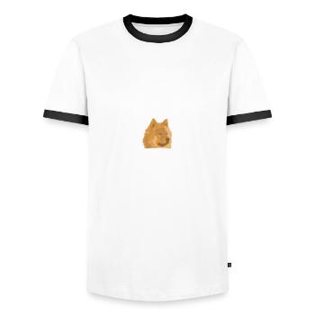 Eurasier - Männer Kontrast-T-Shirt - Weiß/Schwarz - Vorne - AI Model Female 172 light (172cm) & AI Model Male 178 dark (178cm)