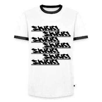 SkrrSkrrSkrr - Männer Kontrast-T-Shirt - Weiß/Schwarz - Vorne - AI Model Female 172 light (172cm) & AI Model Male 178 dark (178cm)