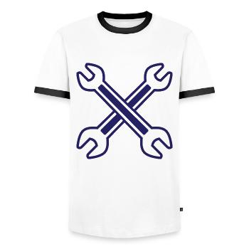 Crossed wrench - Men's Ringer Shirt - white/black - Front - AI Model Female 172 light (172cm) & AI Model Male 178 dark (178cm)