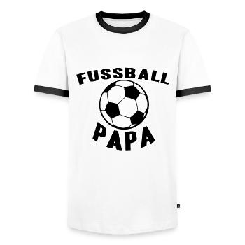 Fussball Papa Geschenkidee Stolz Ball Eltern Sport - Männer Kontrast-T-Shirt - Weiß/Schwarz - Vorne - AI Model Female 172 light (172cm) & AI Model Male 178 dark (178cm)
