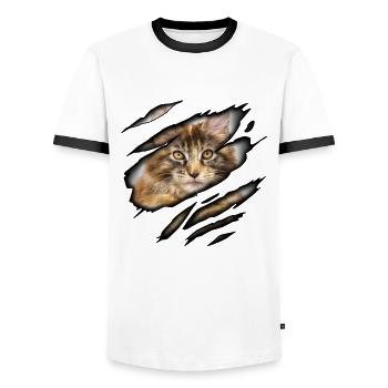 Maine Coon in me - Men's Ringer Shirt - white/black - Front - AI Model Female 172 light (172cm) & AI Model Male 178 dark (178cm)