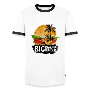 BIG KAHUNA - Men's Ringer Shirt - white/black - Front - AI Model Female 172 light (172cm) & AI Model Male 178 dark (178cm)