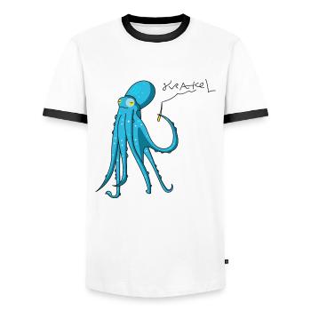 Octopus s'écrase - T-shirt contrasté Homme - blanc/noir - Devant - AI Model Female 172 light (172cm) & AI Model Male 178 dark (178cm)