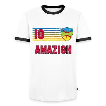 Amazigh Football Team - Men's Ringer Shirt - white/black - Front - AI Model Female 172 light (172cm) & AI Model Male 178 dark (178cm)