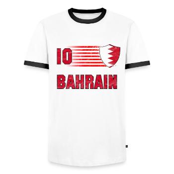 Équipe de Bahreïn de football - T-shirt contrasté Homme - blanc/noir - Devant - AI Model Female 172 light (172cm) & AI Model Male 178 dark (178cm)