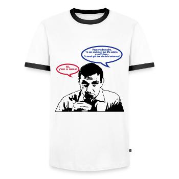 si y'en a aussi lino ventura - T-shirt contrasté Homme - blanc/noir - Devant - AI Model Female 172 light (172cm) & AI Model Male 178 dark (178cm)