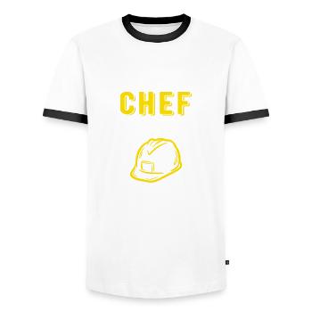 Chef de chantier - T-shirt contrasté Homme - blanc/noir - Devant - AI Model Female 172 light (172cm) & AI Model Male 178 dark (178cm)