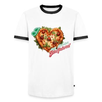 J’aime ma petite amie italienne Pizza Heart - T-shirt contrasté Homme - blanc/noir - Devant - AI Model Female 172 light (172cm) & AI Model Male 178 dark (178cm)