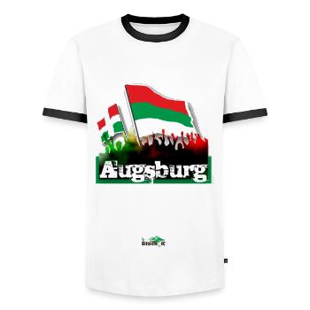 augsburg all4one - Men's Ringer Shirt - white/black - Front - AI Model Female 172 light (172cm) & AI Model Male 178 dark (178cm)