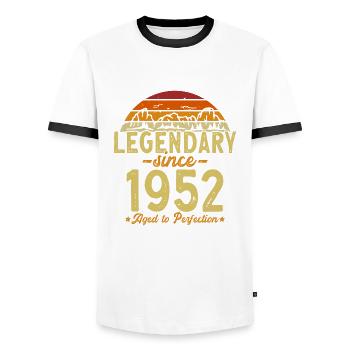 Legendary since 1952. Retro birthday - Men's Ringer Shirt - white/black - Front - AI Model Female 172 light (172cm) & AI Model Male 178 dark (178cm)