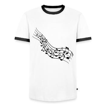 Notes de musique - T-shirt contrasté Homme - blanc/noir - Devant - AI Model Female 172 light (172cm) & AI Model Male 178 dark (178cm)