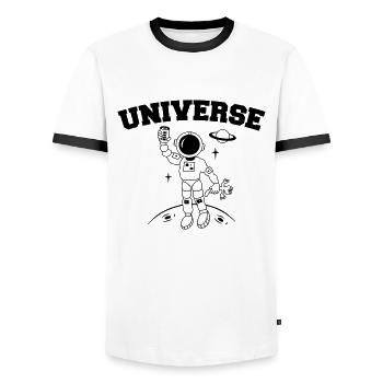 Universe - Männer Kontrast-T-Shirt - Weiß/Schwarz - Vorne - AI Model Female 172 light (172cm) & AI Model Male 178 dark (178cm)