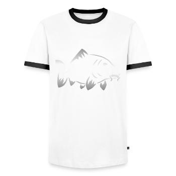 Carp logo - Men's Ringer Shirt - white/black - Front - AI Model Female 172 light (172cm) & AI Model Male 178 dark (178cm)