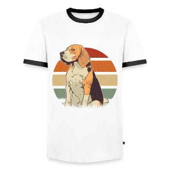 Beagle Zeichnung Beagle Hund - Männer Kontrast-T-Shirt - Weiß/Schwarz - Vorne - AI Model Female 172 light (172cm) & AI Model Male 178 dark (178cm)