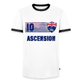 Ascension Football Team - Men's Ringer Shirt - white/black - Front - AI Model Female 172 light (172cm) & AI Model Male 178 dark (178cm)