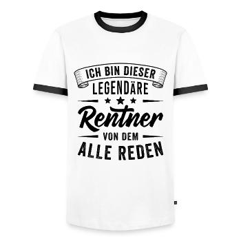 Rentner Ruhestand Pension Legende Lustig Spruch - Männer Kontrast-T-Shirt - Weiß/Schwarz - Vorne - AI Model Female 172 light (172cm) & AI Model Male 178 dark (178cm)