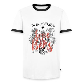 Plant these save the bees - Hippie Natur Umwelt - Männer Kontrast-T-Shirt - Weiß/Schwarz - Vorne - AI Model Female 172 light (172cm) & AI Model Male 178 dark (178cm)