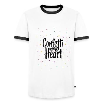 Confetti in my Heart - Fasching Karneval Sommer - Männer Kontrast-T-Shirt - Weiß/Schwarz - Vorne - AI Model Female 172 light (172cm) & AI Model Male 178 dark (178cm)