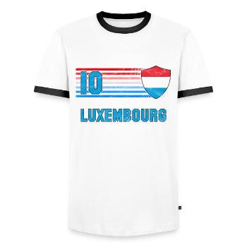 Luxemburg Fußball Mannschaft - Männer Kontrast-T-Shirt - Weiß/Schwarz - Vorne - AI Model Female 172 light (172cm) & AI Model Male 178 dark (178cm)