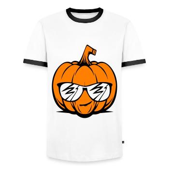 Citrouille d’Halloween drôle - T-shirt contrasté Homme - blanc/noir - Devant - AI Model Female 172 light (172cm) & AI Model Male 178 dark (178cm)