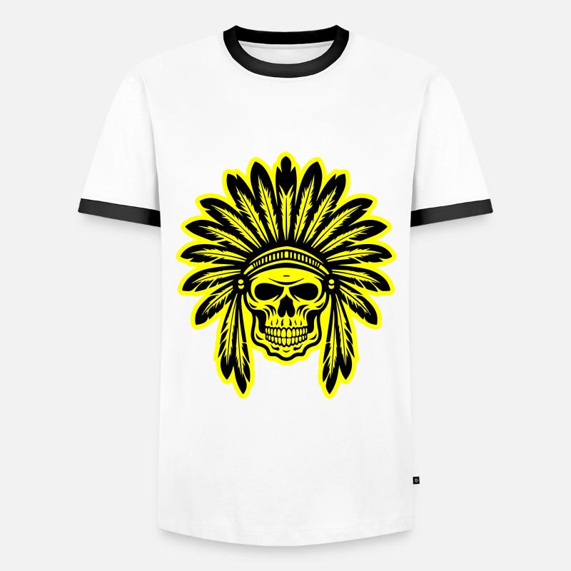 Apache Indian Chief Skull - Men's Ringer Shirt - white/black