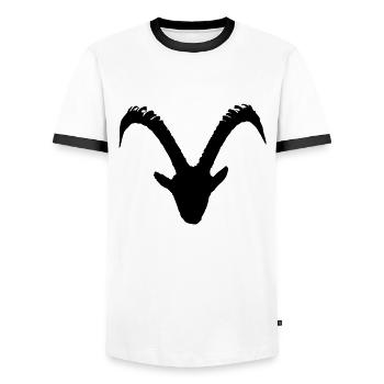 steinbock - Männer Kontrast-T-Shirt - Weiß/Schwarz - Vorne - AI Model Female 172 light (172cm) & AI Model Male 178 dark (178cm)