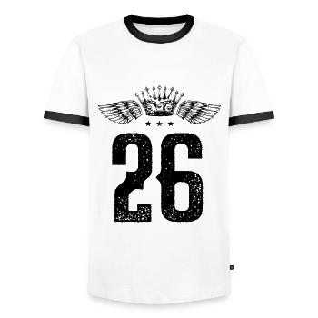 26 Zahl Krone - Männer Kontrast-T-Shirt - Weiß/Schwarz - Vorne - AI Model Female 172 light (172cm) & AI Model Male 178 dark (178cm)
