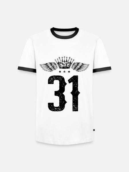 31 Couronne numérique - T-shirt contrasté Homme - blanc/noir