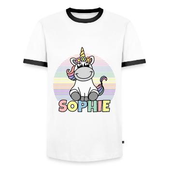 Sophie Unicorn Name - Men's Ringer Shirt - white/black - Front - AI Model Female 172 light (172cm) & AI Model Male 178 dark (178cm)