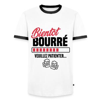 Bientôt bourré veuillez patienter - T-shirt contrasté Homme - blanc/noir - Devant - AI Model Female 172 light (172cm) & AI Model Male 178 dark (178cm)