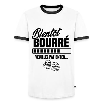 Bientôt bourré veuillez patienter - T-shirt contrasté Homme - blanc/noir - Devant - AI Model Female 172 light (172cm) & AI Model Male 178 dark (178cm)