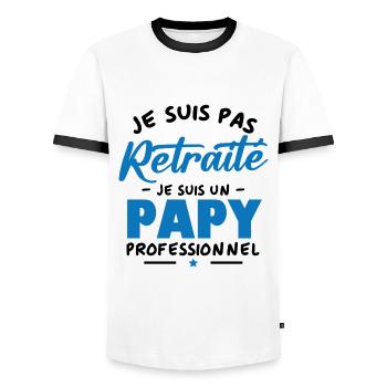 Je suis Pas Retraité je suis un Papy Professionnel - T-shirt contrasté Homme - blanc/noir - Devant - AI Model Female 172 light (172cm) & AI Model Male 178 dark (178cm)