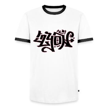 Lyon Grafitti - Männer Kontrast-T-Shirt - Weiß/Schwarz - Vorne - AI Model Female 172 light (172cm) & AI Model Male 178 dark (178cm)