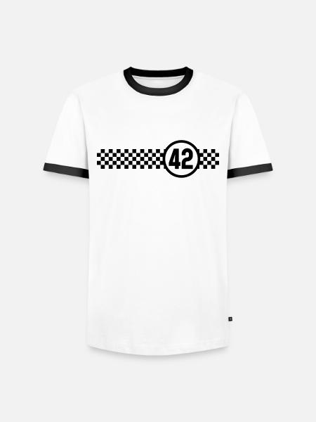 Racing 42 - Männer Kontrast-T-Shirt - Weiß/Schwarz