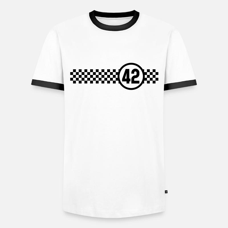 Racing 42 - Männer Kontrast-T-Shirt - Weiß/Schwarz