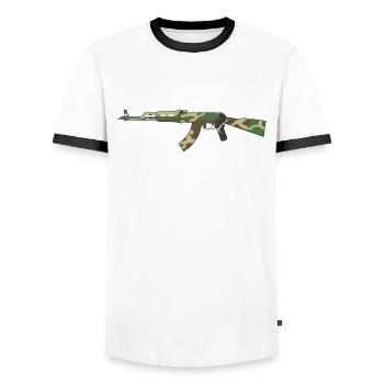 AK47 camouflage - T-shirt contrasté Homme - blanc/noir - Devant - AI Model Female 172 light (172cm) & AI Model Male 178 dark (178cm)