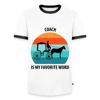 Calèche de cocher Calèche tirée par des chevaux Calèche - T-shirt contrasté Homme - blanc/noir - Devant - AI Model Female 172 light (172cm) & AI Model Male 178 dark (178cm)