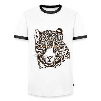 Jaguar Face Graphique Cool Big Cat Wild Animal Lover - T-shirt contrasté Homme - blanc/noir - Devant - AI Model Female 172 light (172cm) & AI Model Male 178 dark (178cm)