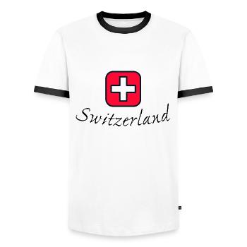 Schweiz - Männer Kontrast-T-Shirt - Weiß/Schwarz - Vorne - AI Model Female 172 light (172cm) & AI Model Male 178 dark (178cm)