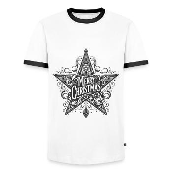 Vintage Weihnachtsstern - Männer Kontrast-T-Shirt - Weiß/Schwarz - Vorne - AI Model Female 172 light (172cm) & AI Model Male 178 dark (178cm)