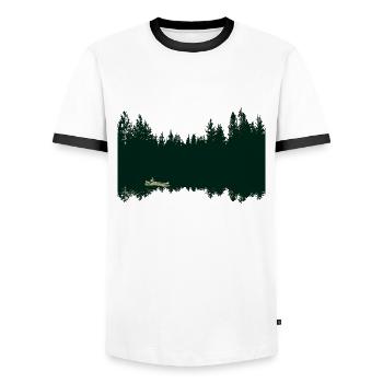 Canoe Forest - Men's Ringer Shirt - white/black - Front - AI Model Female 172 light (172cm) & AI Model Male 178 dark (178cm)
