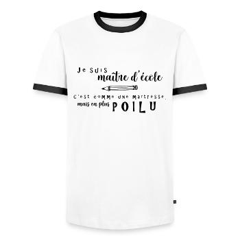 Es ist wie eine Geliebte, aber haariger - Männer Kontrast-T-Shirt - Weiß/Schwarz - Vorne - AI Model Female 172 light (172cm) & AI Model Male 178 dark (178cm)